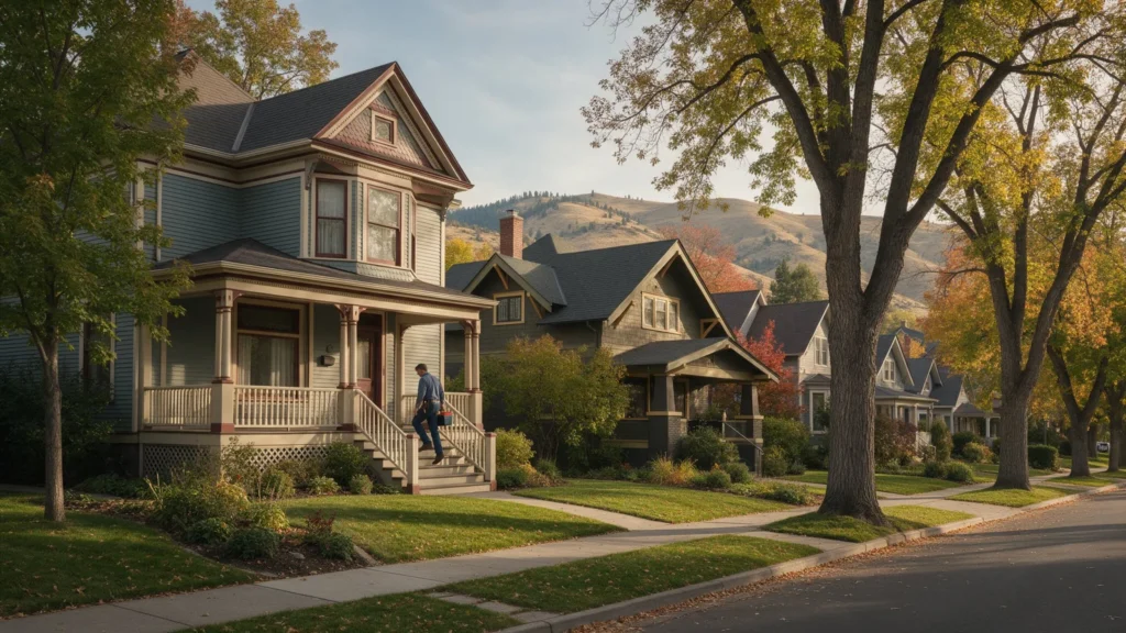 Plumber visiting a historic home in a Boise, Idaho neighborhood